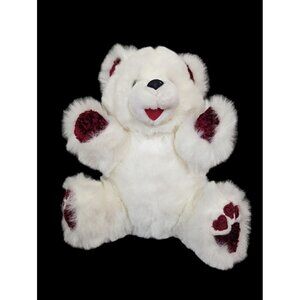Dan dee Bear plush stuffed animal white red paws 14 inch ‎ Valentines Holiday